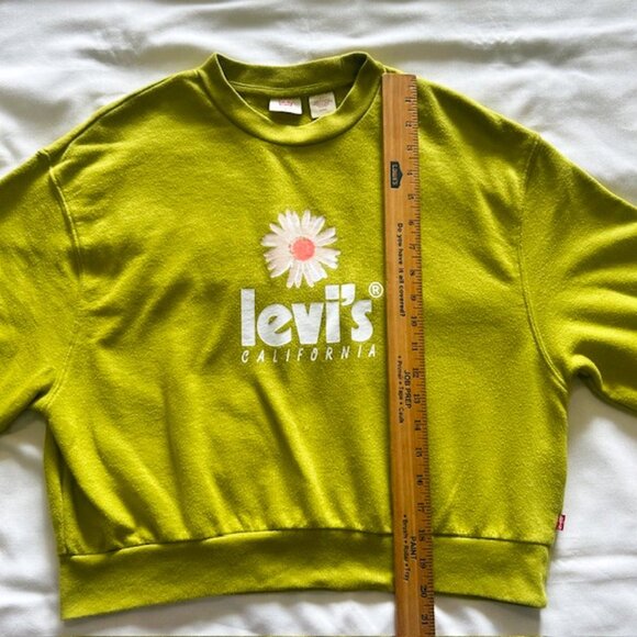 Levis Ladies Cropped Top Small Long Sleeves Logo Daisy - Picture 9 of 11